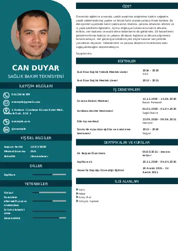 Hasta Bakıcı Cv Örnekleri cv indir